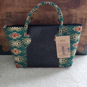 Green and Black Batik Women's Bag